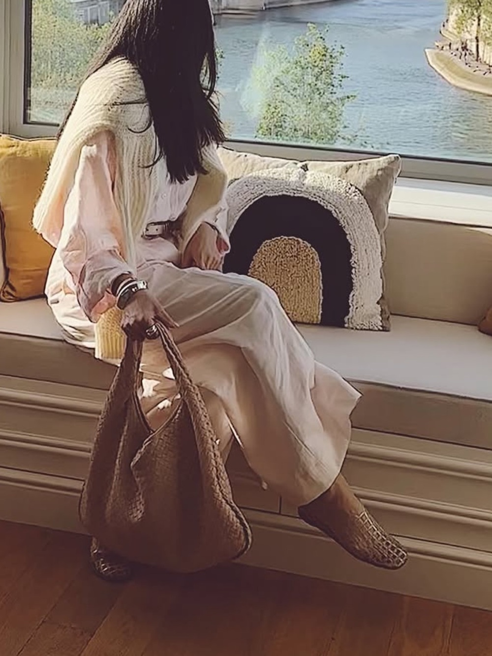 COS blush pink linen shirt